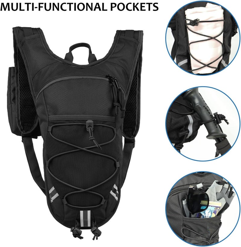 DEVONWIDE Lightweight Hydration Backpack 2L Water Bladder Pack for Running, Cycling, Hiking – Anti-Theft Water Backpack with Phone Holder, Trekking Pole Holder & Reflective Strips for Men & Women - Image 4